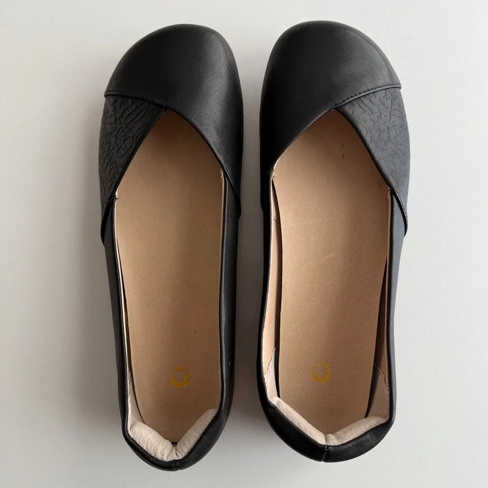 Xero EUC Phoenix Ballerine Barefoot Leather Slip On Black Ballet Flat Shoes sz 9